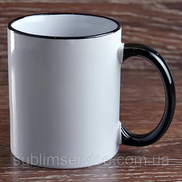 Sublimation mug colored rim and handle/330 ml (Black)