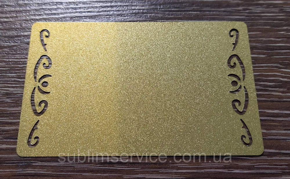 Metal business card (Pearlescent gold, side pattern 86x54mm.)