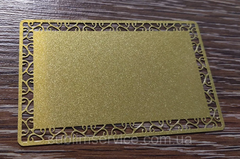 Metal business card (Pearl gold, vine 86x54mm.)