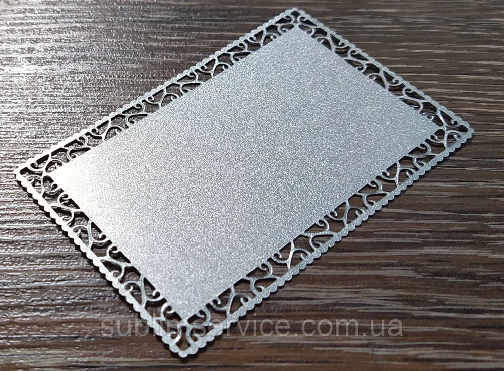 Sublimation business card Openwork ribbed (pearlescent silver 54x84mm)