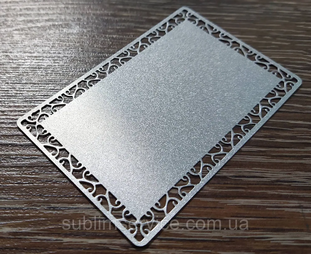 Sublimation business card Openwork (pearlescent silver 54x84mm)