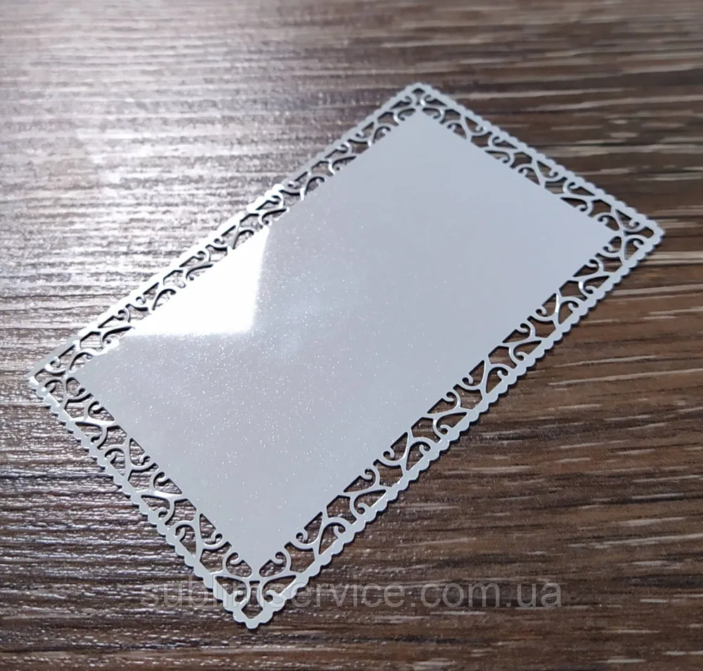 Sublimation business card Openwork ribbed (pearlescent white 46x86mm)