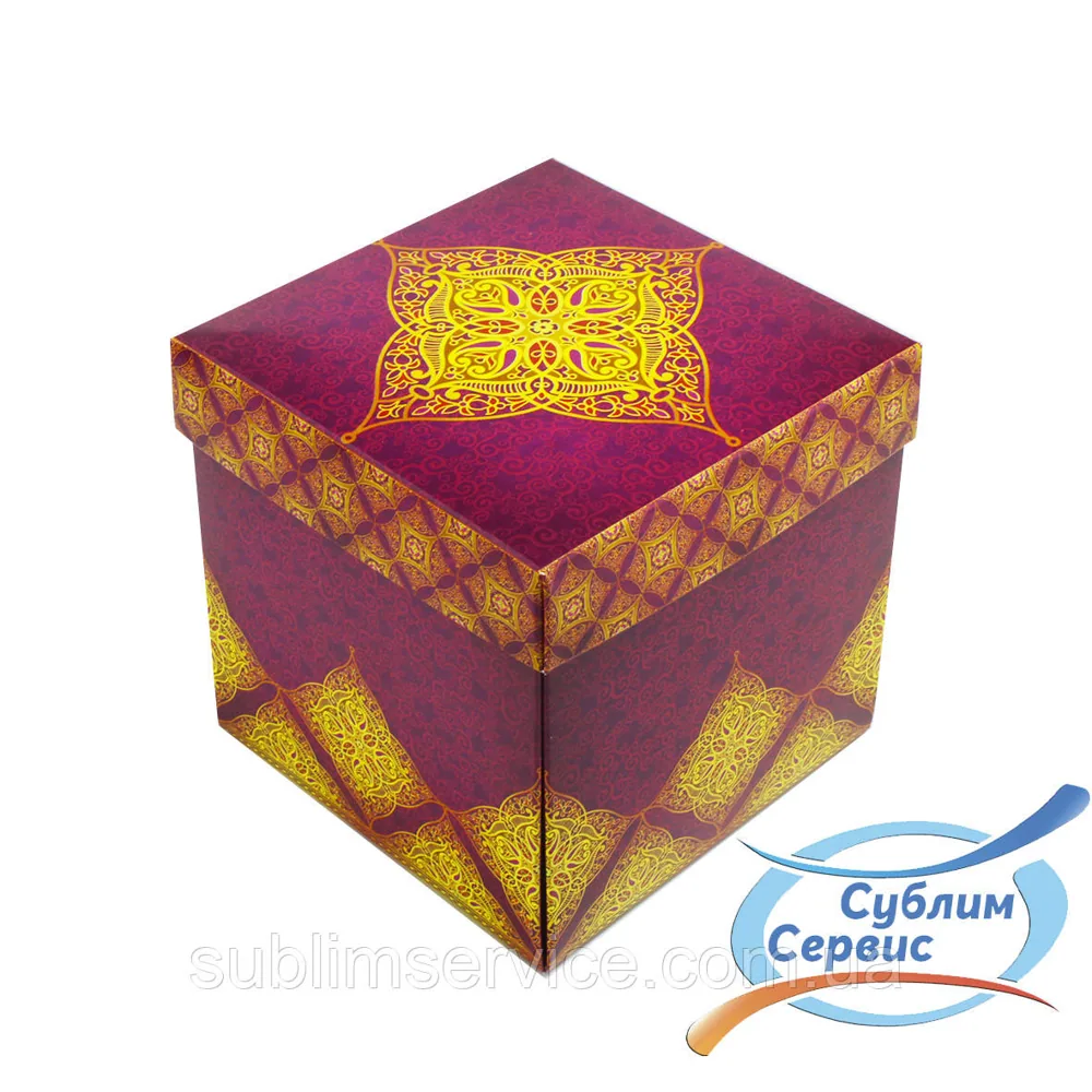 Colored gift box for a mug, purple (105*105*105 mm)