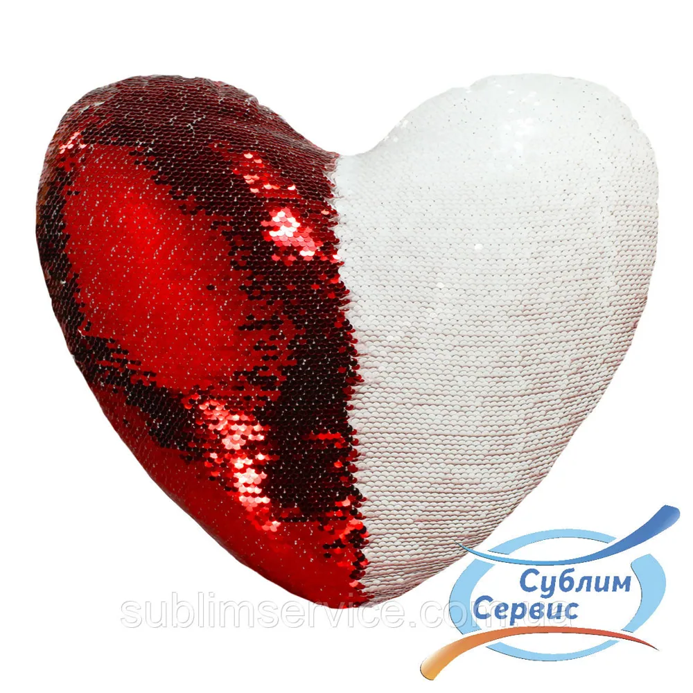 Sublimation heart pillow with sequins Red