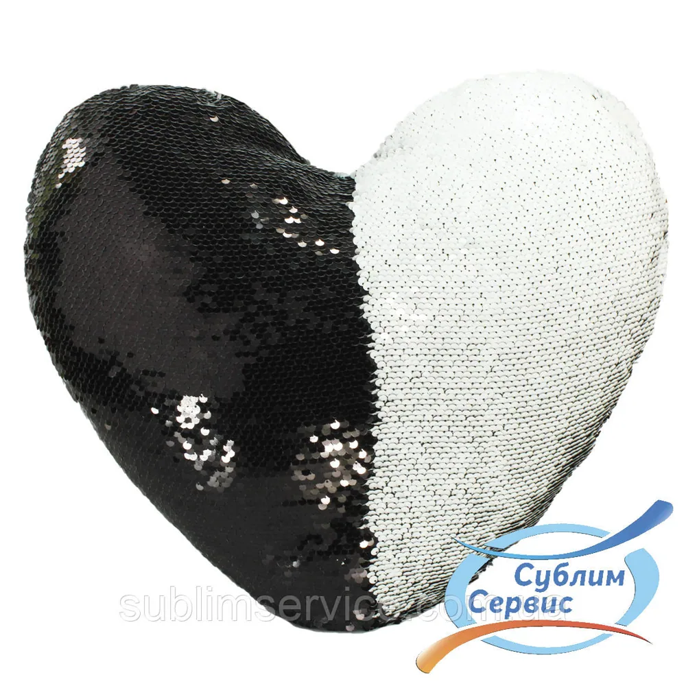 Heart pillow with Sequins Black