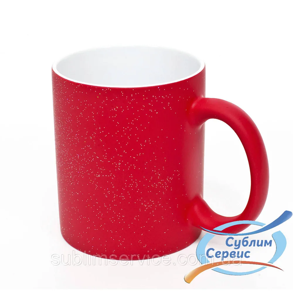 Sublimation color-changing (magic) mug, matte with glitter/330 ml. (Black) Red