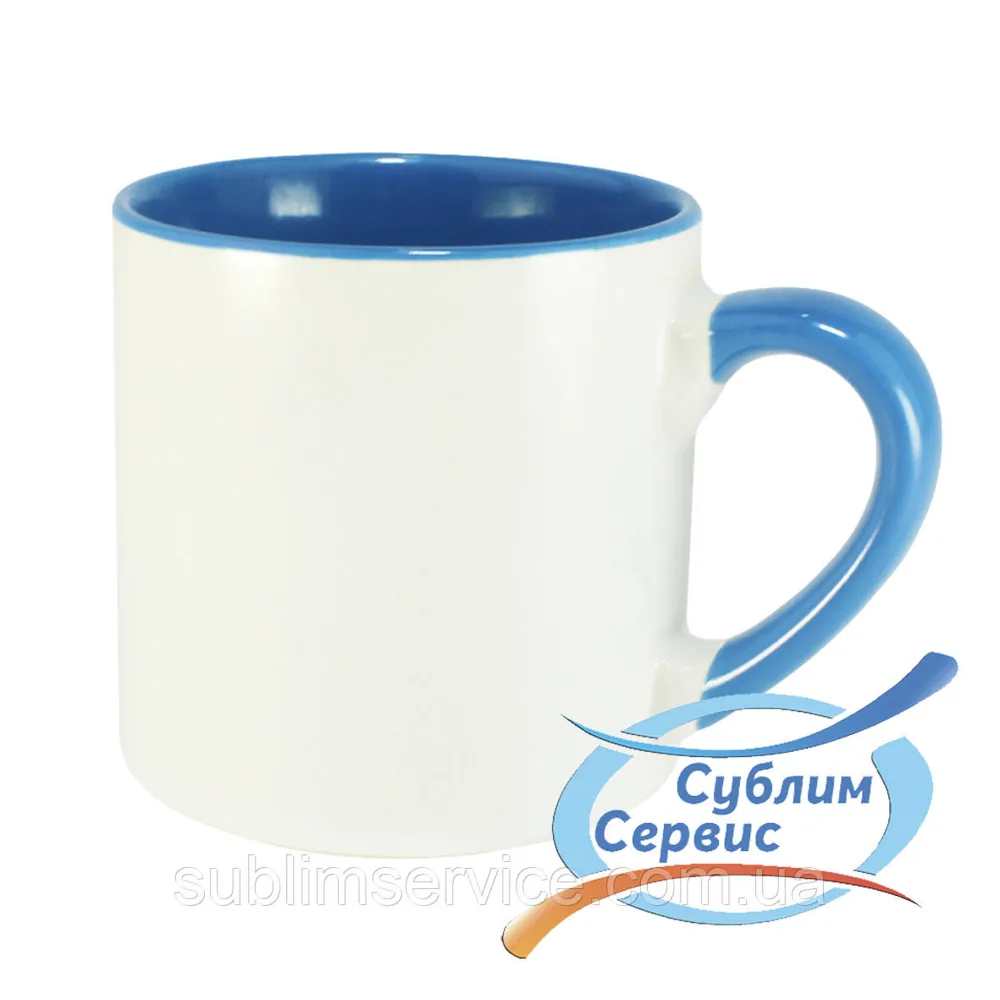 Чашка для сублимации десертная 6Oz/150мл,цветная внутри,голубая.