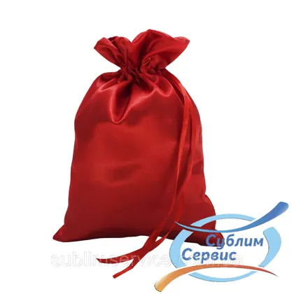 Мішечок атласний червоний з червоною  стрічкою 20*30 см