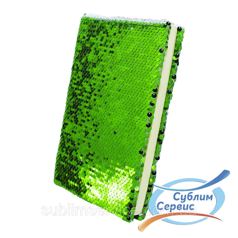 Notebook for sublimation with green sequins, A5 format