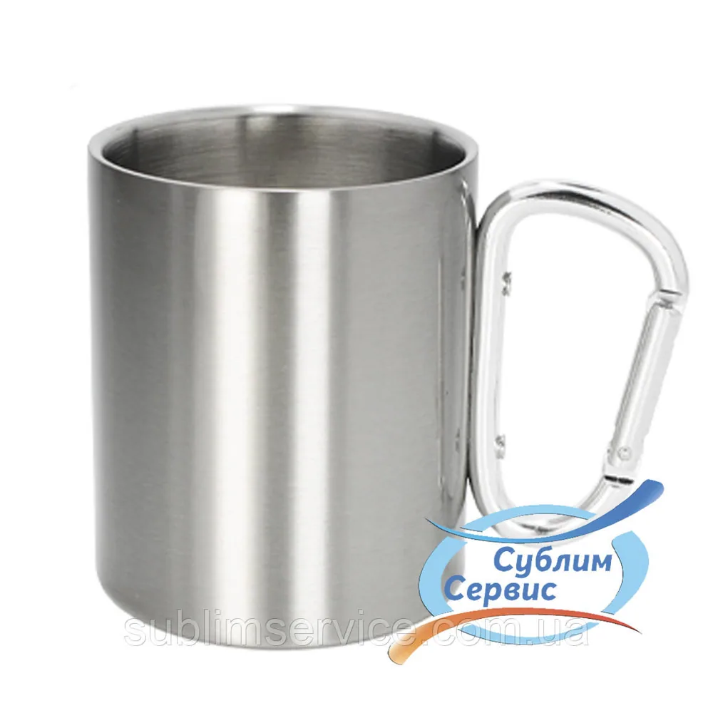 Sublimation metal mug with metallic carabiner, 300 ml