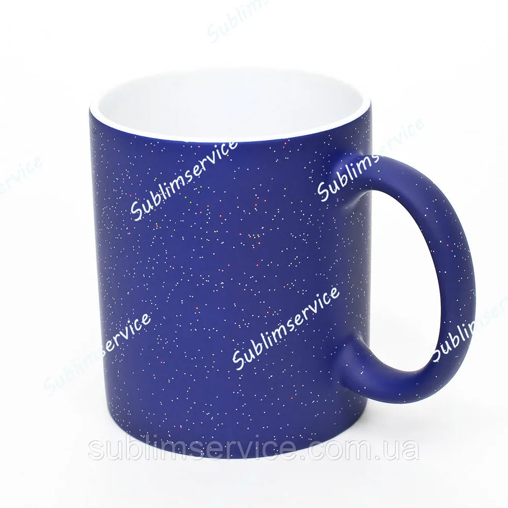 Sublimation color-changing (magic) matte mug with glitter/330ml. (Blue)