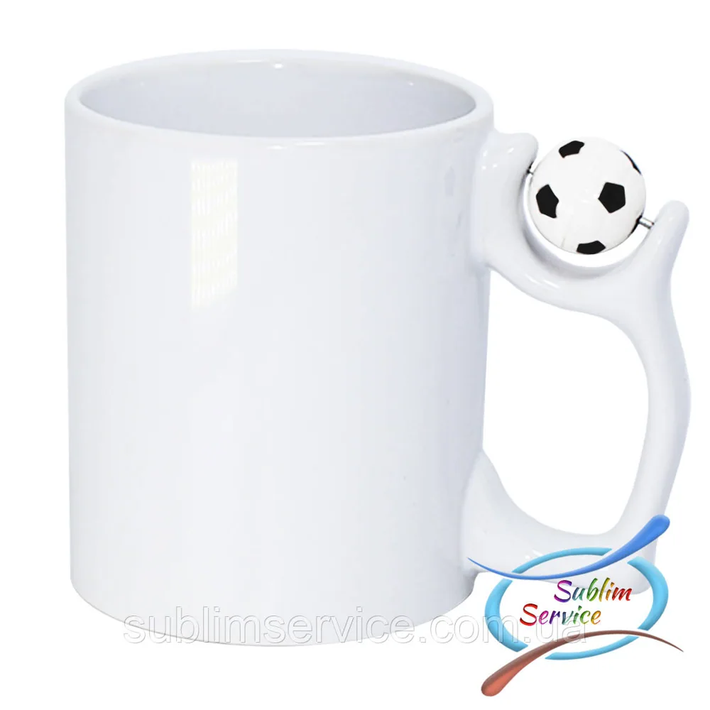 White sublimation mug, soccer ball. Premium (AAA)/330 ml
