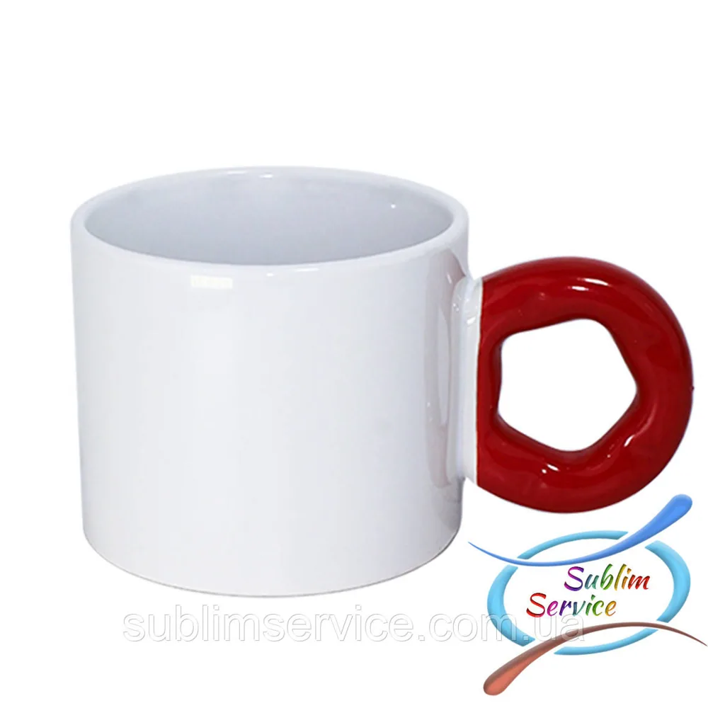 Shaped sublimation mug, colored handle/200 ml (Red)
