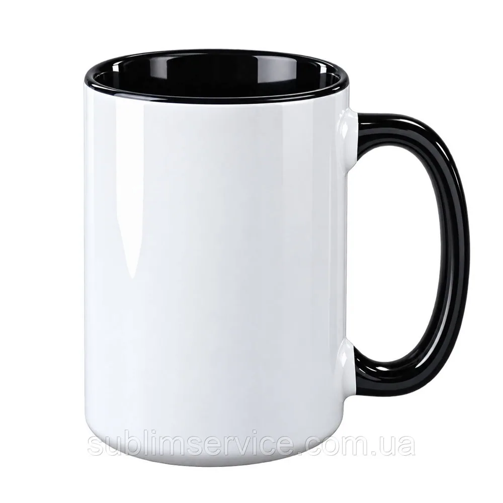 Sublimation mug BIG 425 ml, colored inside (Black).